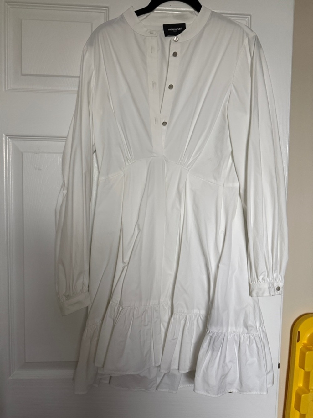 The Kooples White Long-Sleeve Button Front Ruffle Dress